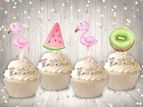 Tropical Flamingo Theme | Tropical Birthday | Flamingo Bridal Shower | Tropical Party Cupcake Topper | Flamingo Theme Decoration SET OF 12