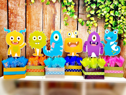 Monster Birthday centerpieces Little Monsters Cute birthday party wood table centerpiece decoration Little Monsters Theme Party INDIVIDUAL